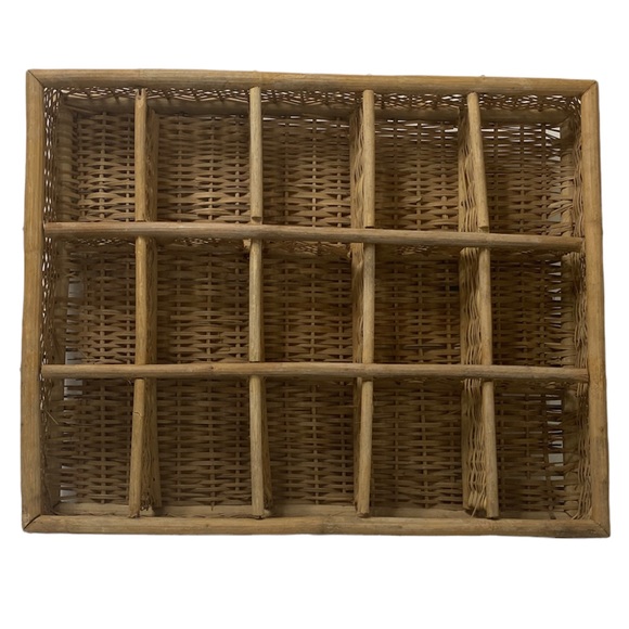 Hand Woven Bohemian Wicker Wall Decor / Drawer Organizer Boho Cottage Farmhouse - Picture 10 of 14